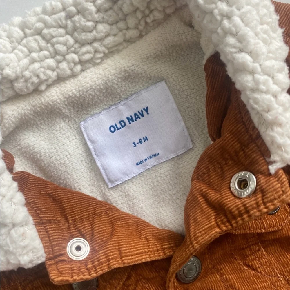 Old Navy Brown Corduroy Shacket Brown Sherpa Jacket Button Down Shirt 3-6 m